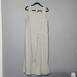 Striped Sleeveless Dress with Lace Detail